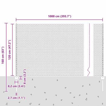 Zaunpfosten 10 Stück U-Kanal Grau 120 cm Stahl, Sechseckzaun Grau 1,2x10 m Stahl