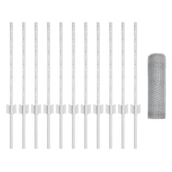 Zaunpfosten 11 Stck U-Kanal 60 cm Verzinkter Stahl, Sechseckzaun 0,6x25 m Verzinkter Stahl