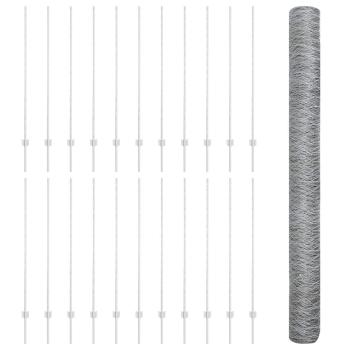 Zaunpfosten 22 Stk U-Kanal 140 cm Verzinkter Stahl, Hexagonzaun 1,4x50 m Verzinkter Stahl