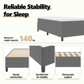 Boxspringbett Hellgrau Cordstoff