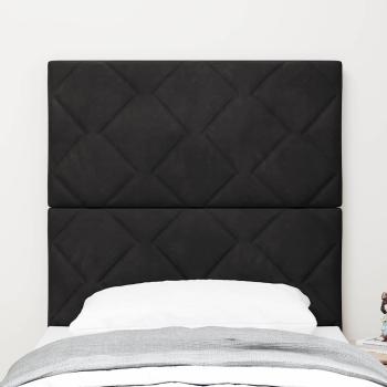 Kopfteil mit Diamantblock-Design in Schwarz, 80 cm Samt, Kopfteil mit Diamantblock-Design in Schwarz, 160 cm Samt