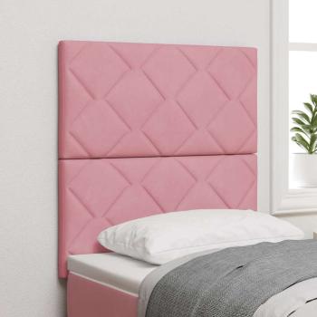 ARDEBO.de - Rosa Samt-Kopfteile mit Diamantblöcken - 80 cm, Rosa Samt-Kopfteile mit Diamantblöcken - 160 cm