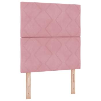 Rosa Samt-Kopfteile mit Diamantblöcken - 80 cm, Rosa Samt-Kopfteile mit Diamantblöcken - 160 cm