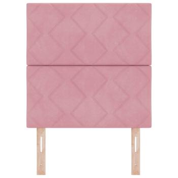 Rosa Samt-Kopfteile mit Diamantblöcken - 80 cm, Rosa Samt-Kopfteile mit Diamantblöcken - 160 cm