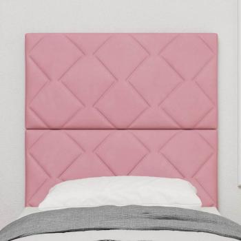Rosa Samt-Kopfteile mit Diamantblöcken - 80 cm, Rosa Samt-Kopfteile mit Diamantblöcken - 160 cm