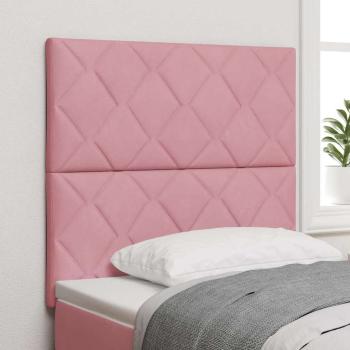 Rosa Kopfteil mit Diamantblöcken 90 cm Samt, Rosa Kopfteil mit Diamantblöcken 180 cm Samt