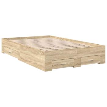 Bettgestell mit Schubladen Helle Eiche 120x190 cm Holzwerkstoff