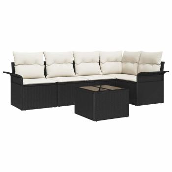 5-teiliges Garten-Sofa-Set mit Kissen Braun Poly Rattan