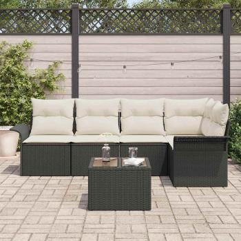 5-teiliges Garten-Sofa-Set mit Kissen Braun Poly Rattan