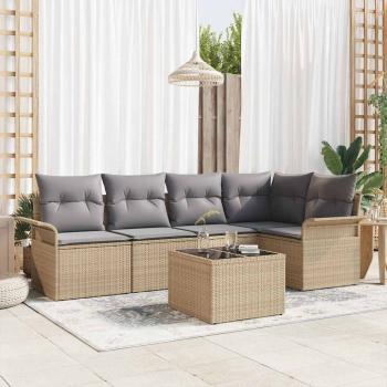 ARDEBO.de - 6-teiliges Garten Sofa Set mit Kissen Schwarz Poly Rattan