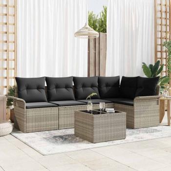 ARDEBO.de - 6-teiliges Garten-Sofa-Set mit Kissen Graues Poly-Rattan