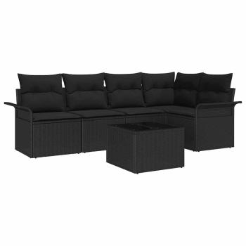 6-teiliges Garten Sofa Set mit Kissen Beige Poly Rattan