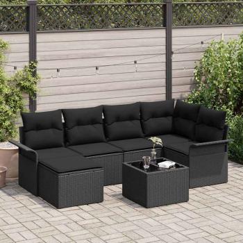 ARDEBO.de - 7-teilige Garten Sofaset mit Kissen Beige Poly Rattan