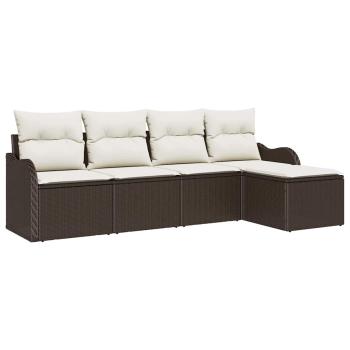 5-teiliges Garten sofa Set mit Kissen aus braunem Poly Rattan, 2-Sitzer Garten sofa mit Kissen aus braunem Poly Rattan