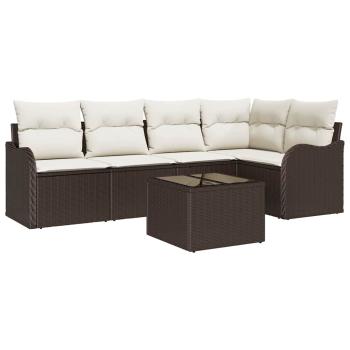 5-teiliges Garten Sofa Set mit Kissen Grau Poly Rattan, 2-Sitzer Garten Sofa mit Kissen Braun Poly Rattan