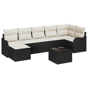 Gartensofa-set Schwarz Poly-Rattan