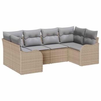 ARDEBO.de - 6-teiliges Garten Sofa Set mit Kissen Beige Poly Rattan, 2-Sitzer Garten Sofa mit Kissen Beige Poly Rattan
