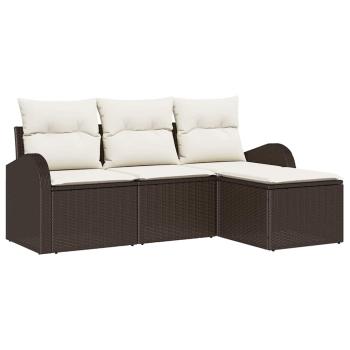 4-teiliges Garten-Sofaset mit Kissen Braun Poly-Rattan