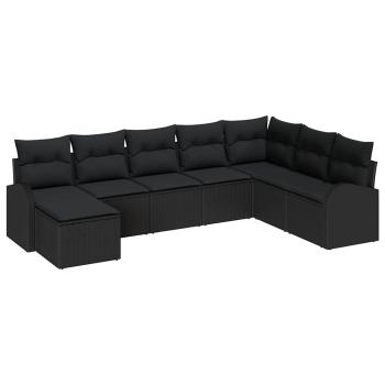 8-teilige Garten-Sofaset mit Kissen Schwarz Poly-Rattan