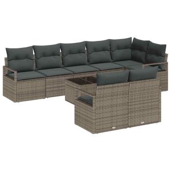 Sofa Set 9 stk. Grau [Synthetisch]: Poly Rattan