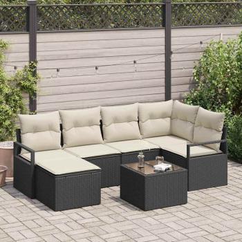 ARDEBO.de - 6-teiliges Garten-Sofaset mit Kissen Braun Poly-Rattan, 2-Sitzer Garten-Sofa mit Kissen Schwarz Poly-Rattan