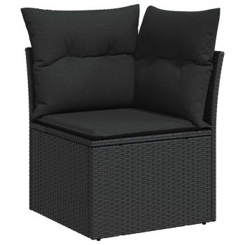 7-teiliges Garten-Sofa-Set mit Kissen Beige Poly-Rattan, 2-Sitzer Garten-Sofa mit Kissen Schwarz Poly-Rattan