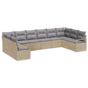 Sofa Set 10 Stk. Beige [Synthetisch]: Poly Rattan