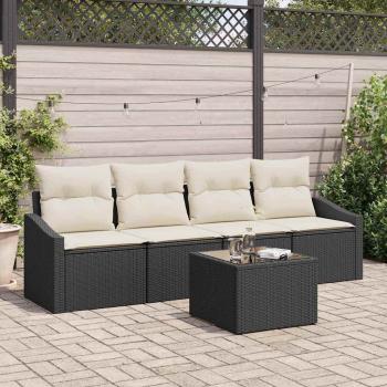 ARDEBO.de - 5-teiliges Garten Sofa Set mit Kissen Schwarz Poly Rattan