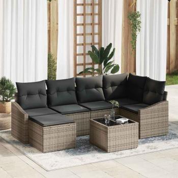 ARDEBO.de - 6-teiliges Garten Sofa Set mit Kissen Schwarz Poly Rattan