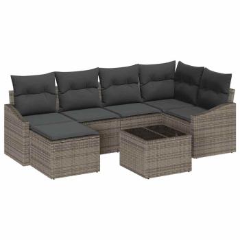 6-teiliges Garten Sofa Set mit Kissen Schwarz Poly Rattan
