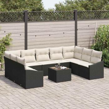 9-teiliges Garten Sofa Set mit Kissen Braunes Poly Rattan