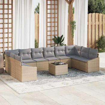 ARDEBO.de - Sofa Set 11 stk. Beige [Synthetisch]: Poly Rattan