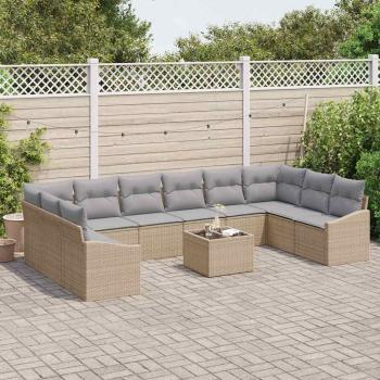 Sofa Set 11 stk. Beige [Synthetisch]: Poly Rattan