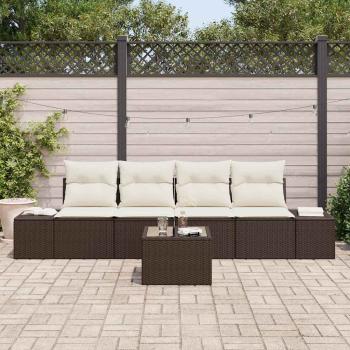5-teiliges Garten Sofa Set mit Kissen Braunes Poly Rattan