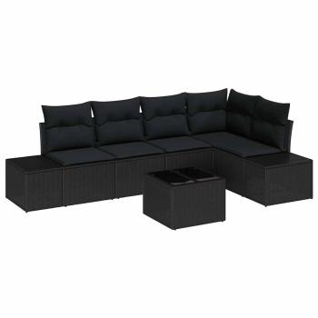 6-teiliges Garten Sofa Set mit Kissen Beige Poly Rattan