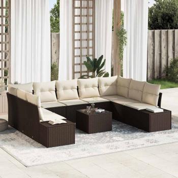 ARDEBO.de - Gartensofa-set 10 stk. Braun Poly-Rattan