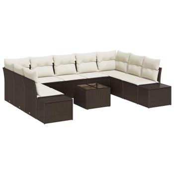 Gartensofa-set 10 stk. Braun Poly-Rattan