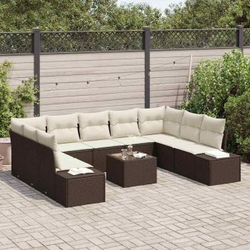 Gartensofa-set 10 stk. Braun Poly-Rattan