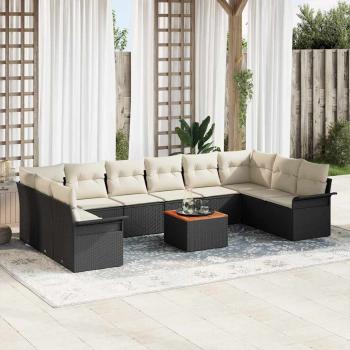 ARDEBO.de - 11-teiliges Gartensofa-Set mit Kissen in Schwarz und Creme
