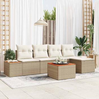 ARDEBO.de - 6-teiliges Garten Sofa Set mit Kissen Beige Poly Rattan Akazie