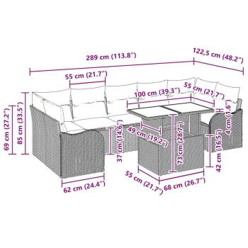 8-teiliges Garten Sofa Set mit Kissen Beige Poly Rattan, 2-Sitzer Garten Sofa mit Kissen Beige Poly Rattan