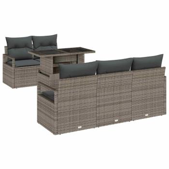 Gartensofa-set 6 Stk. 5-Sitzanzahl Grau Poly-Rattan