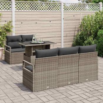 Gartensofa-set 6 Stk. 5-Sitzanzahl Grau Poly-Rattan