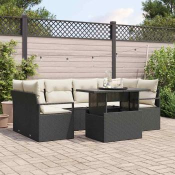 ARDEBO.de - Gartensofa-set mit Speicher 7 pcs Schwarz Poly-Rattan
