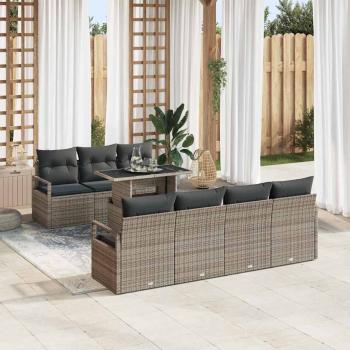 ARDEBO.de - Gartensofa-set 8 stk. 7-Sitzanzahl Grau Poly-Rattan