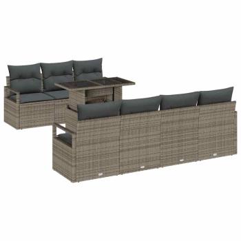 Gartensofa-set 8 stk. 7-Sitzanzahl Grau Poly-Rattan