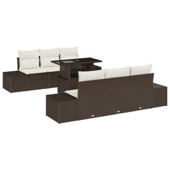 7-teiliges Garten-Sofa-Set mit Kissen Braun Poly-Rattan