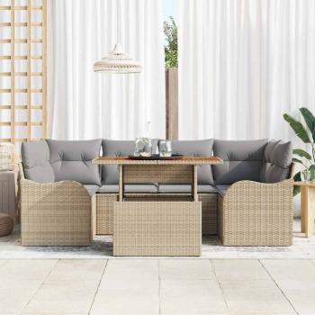 Garten-Sofa-Set 7 stk. Beige und Hellgrau