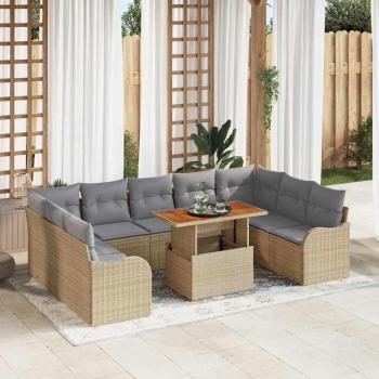 ARDEBO.de - Garten-Sofa-Set 10 Stk. 9-Sitzanzahl Beige und Hellgrau
