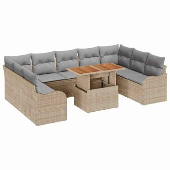Garten-Sofa-Set 10 Stk. 9-Sitzanzahl Beige und Hellgrau